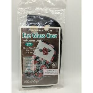 Charles Craft Cross Stitch Eye Glass Case Black 3" x 7" Sealed